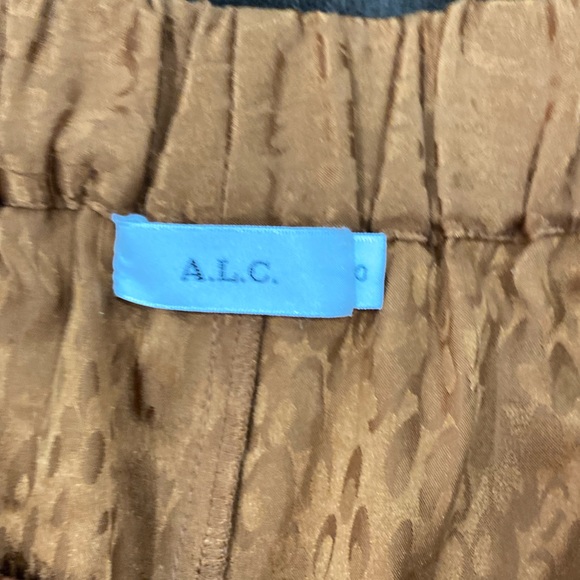 A.L.C Silk Jameson Bronze Animal Print Cropped Culotte Trouser Size 0 - Picture 4 of 13